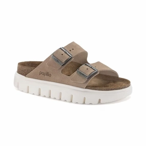 Cloudy Step Log Path Women's Arizona Chunky Narrow Warm Sand Suede