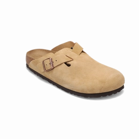 Slip On Versatile Comfort Women's Boston Narrow Latte Cream Suede