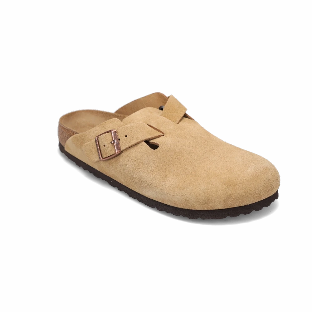 Slip On Versatile Comfort Women's Boston Narrow Latte Cream Suede