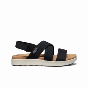 Fashionable Comfort Premium Fit Women's Elle Criss Cross Sandal  |  Black/Birch