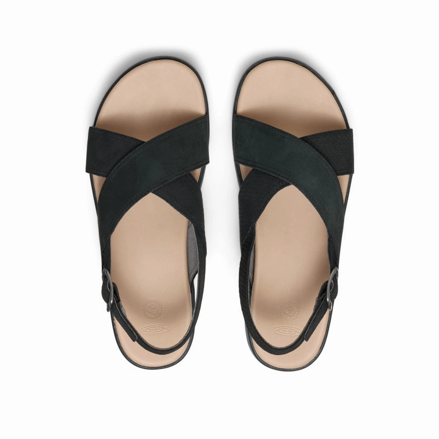 Women's Elle Luxe Cross Strap Sandal  |  Black/Black Comfortable Performance
