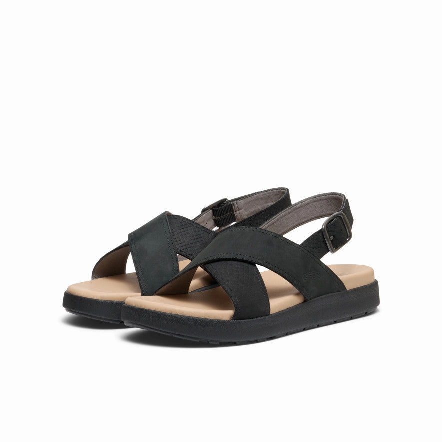 Women's Elle Luxe Cross Strap Sandal  |  Black/Black Comfortable Performance