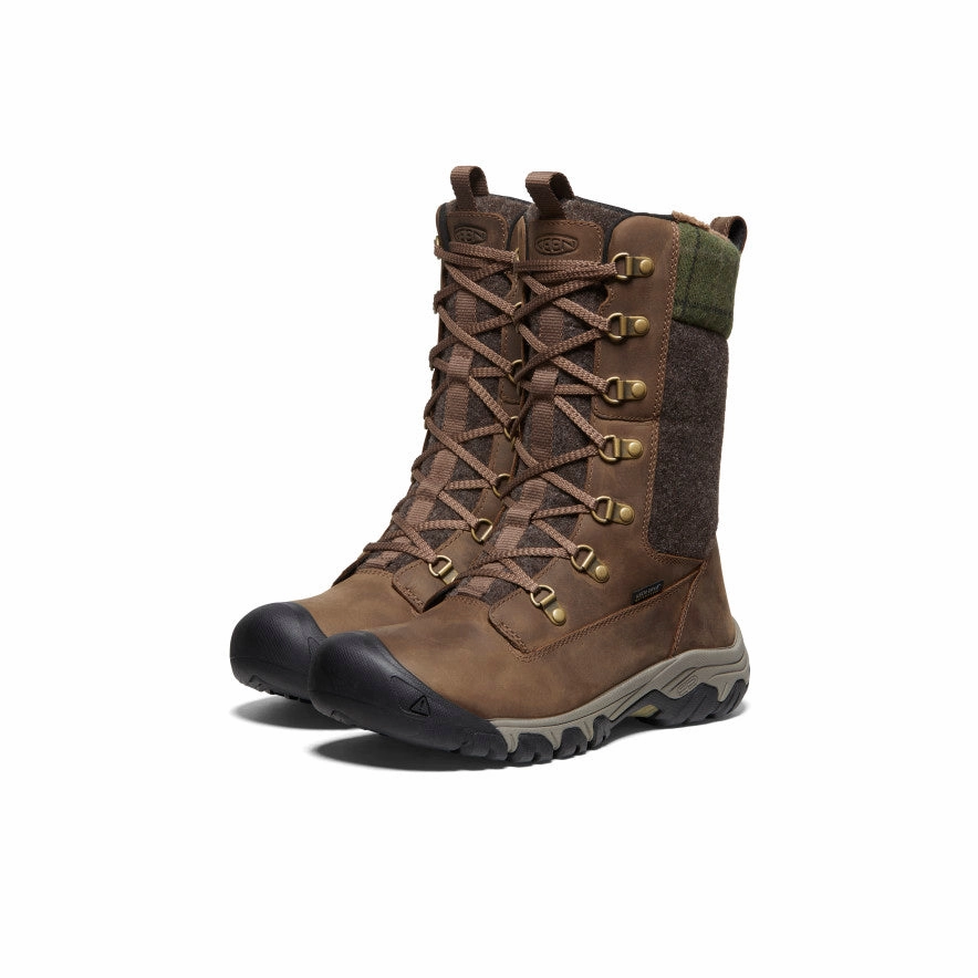 Women's Greta Tall Waterproof Boot  |  Dark Earth/Green Plaid Soft Sole