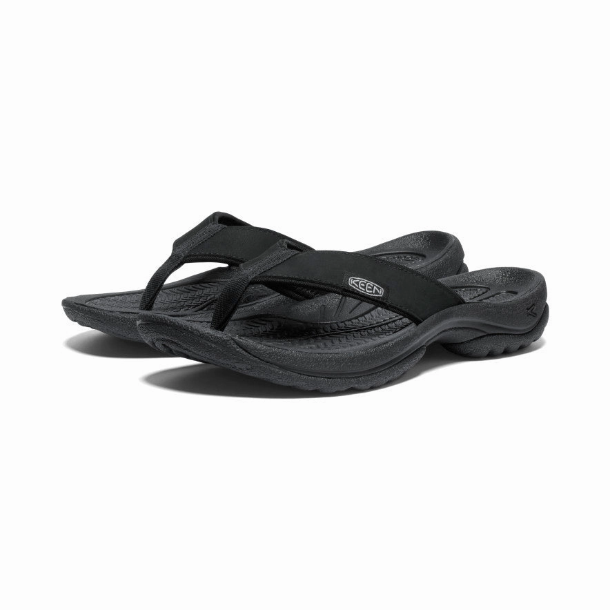 Women's Kona Leather Flip-Flop  |  Black/Vapor Lightweight Construction
