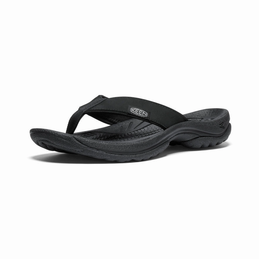 Women's Kona Leather Flip-Flop  |  Black/Vapor Lightweight Construction