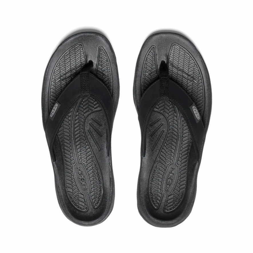 Women's Kona Leather Flip-Flop  |  Black/Vapor Lightweight Construction