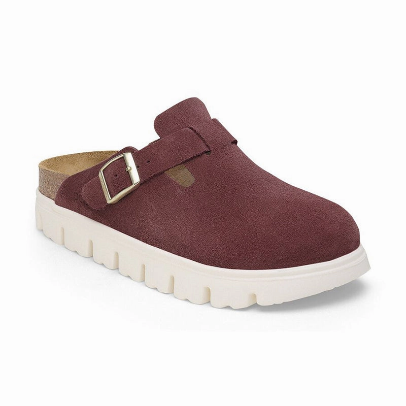 Women's Papillio by Birkenstock Boston Narrow Chunky Berry Crush Suede Rock Hike Parent Hike