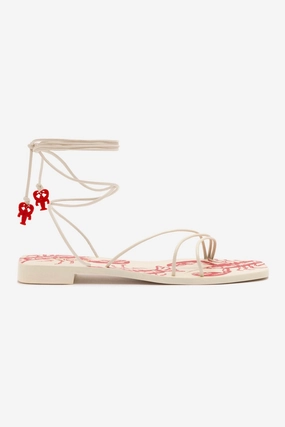 Nadia Flat Sandal In Ivory Leather Comfort Technology Shoes Relaxed Walk