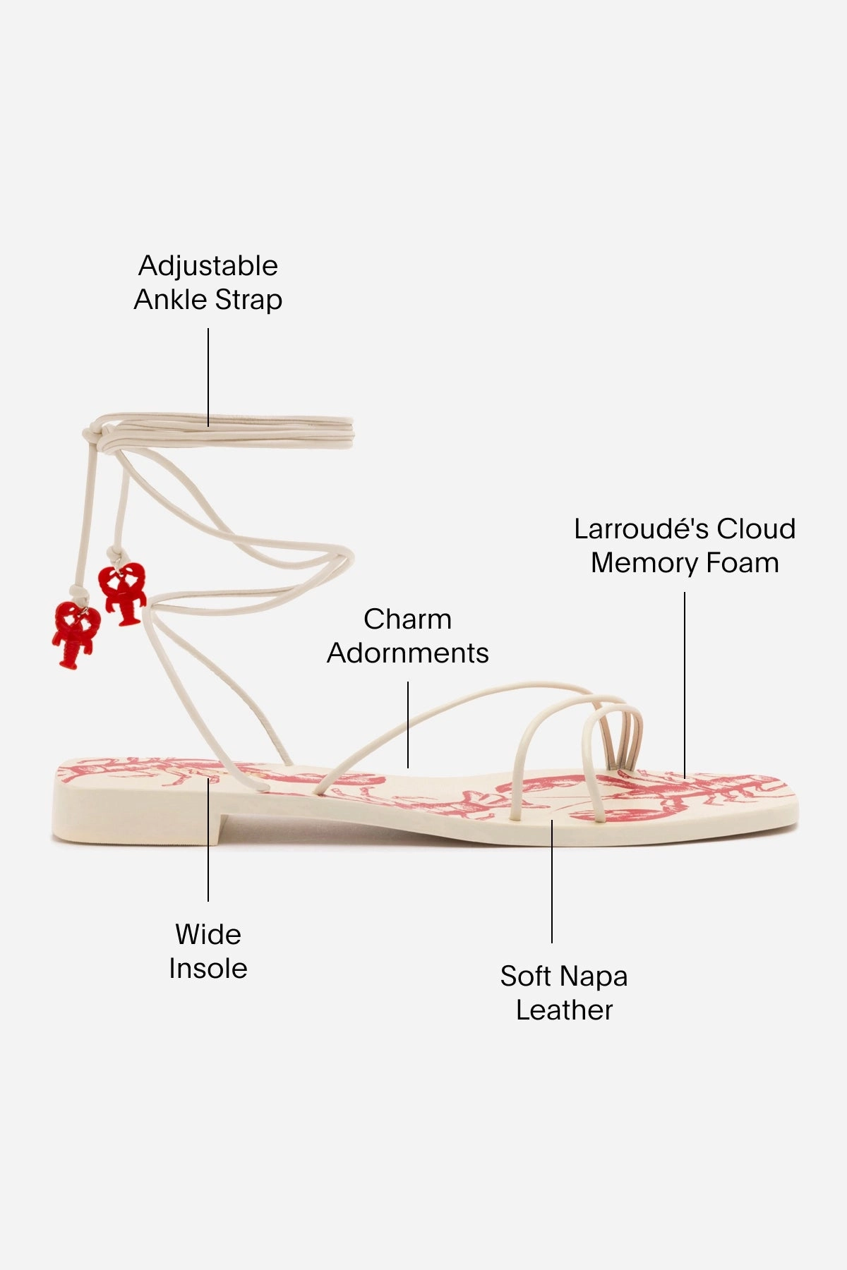 Work Ready Nadia Flat Sandal In Ivory Leather